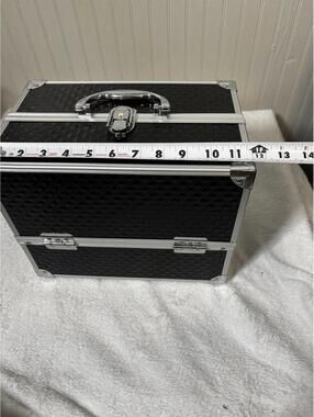 Black Portable Makeup or Tool Storage Case with Lock and Handle
